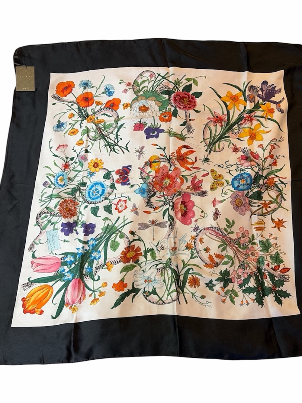 Gucci Flora Snake 100% Silk Scarf - Picture 1 of 16